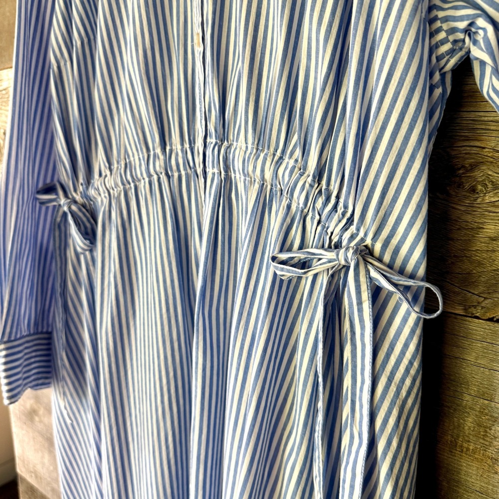 Universal Thread Striped Cotton Maxi Shirt Dress XXL Blue White Coastal Hamptons - Picture 6 of 13